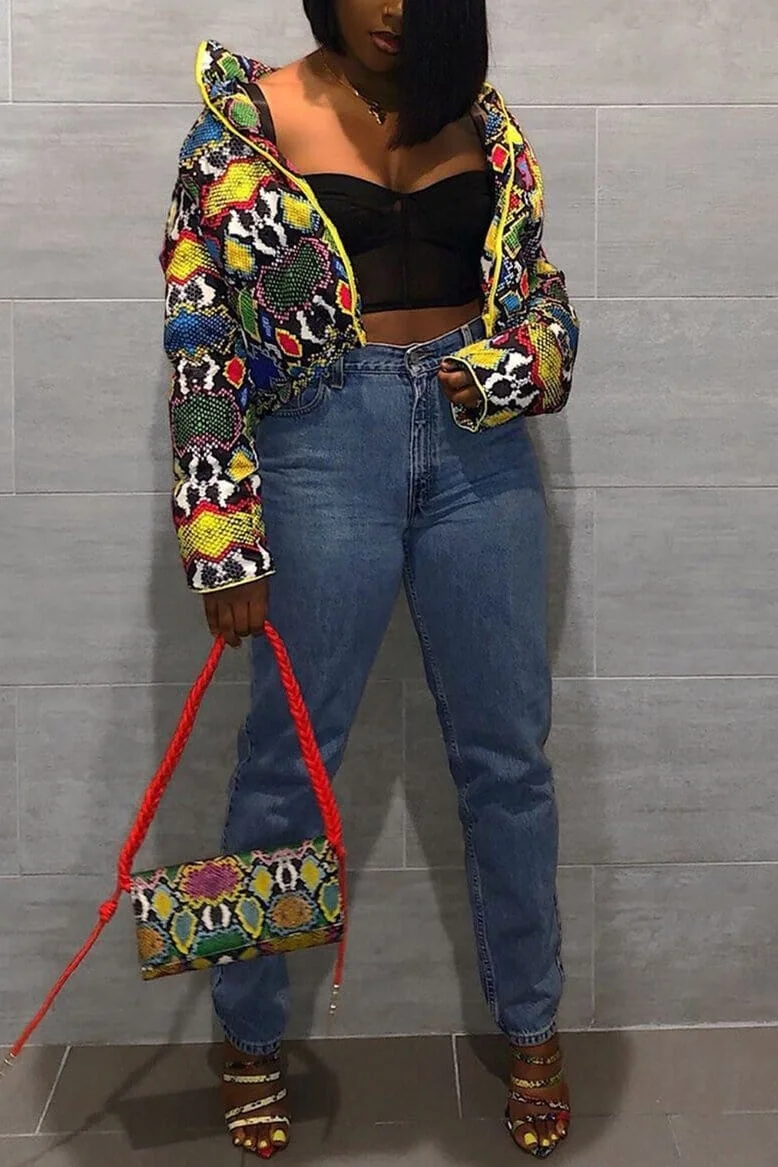 Fashion Bright Printed Cotton Padded Jacket(Only Jacket)