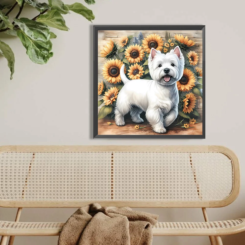 Diamond Painting - Full Round Drill - Sunflower Dog(Canvas|40*40cm)
