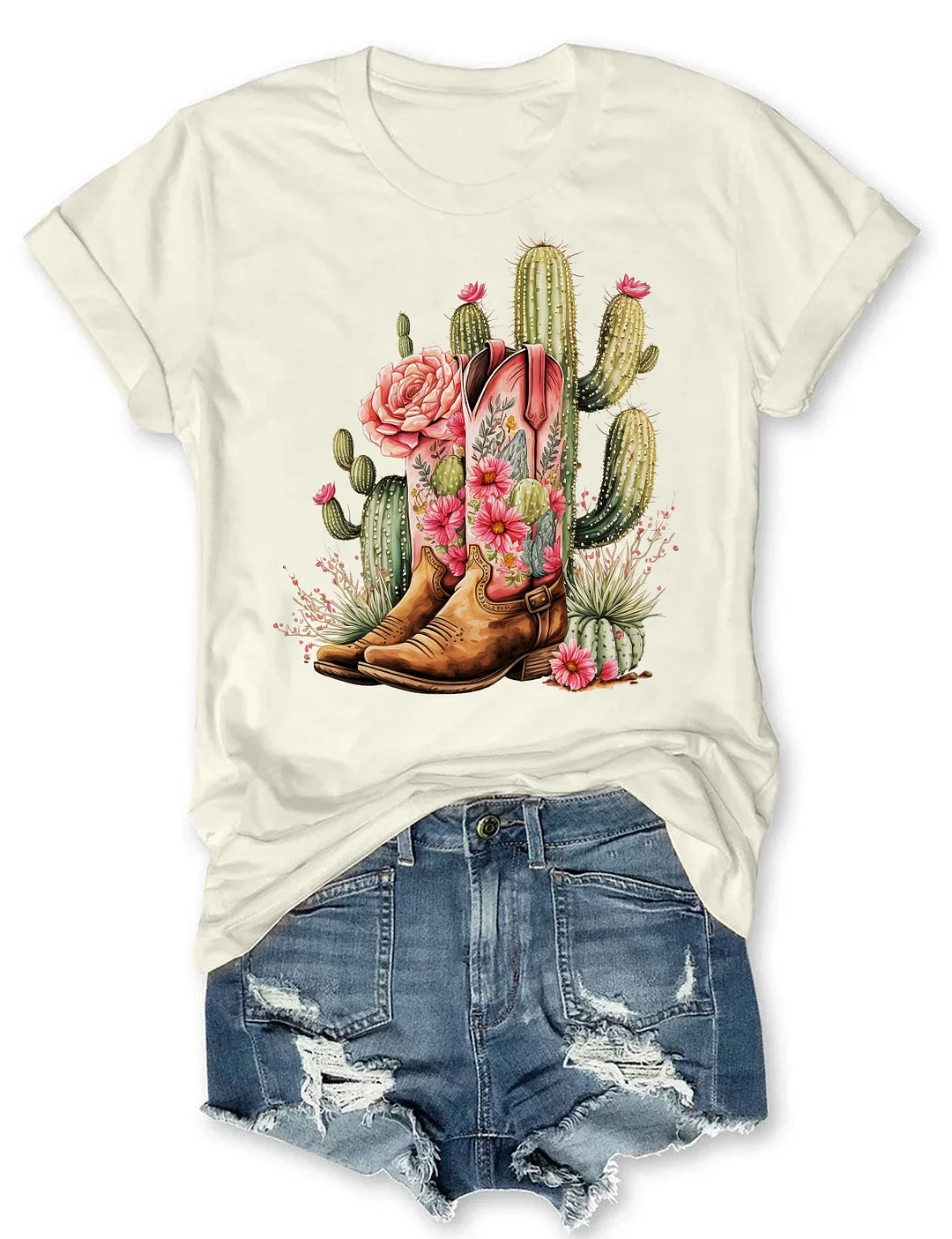 Cowgirl Boots & Cactus T-shirt