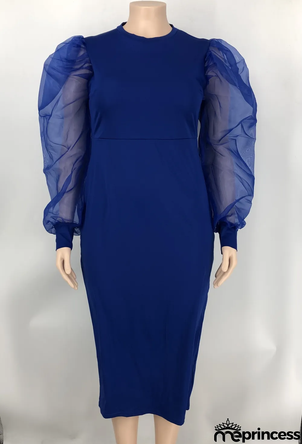 Solid Yarn Sleeves V-Neck Plus Size Long Dress