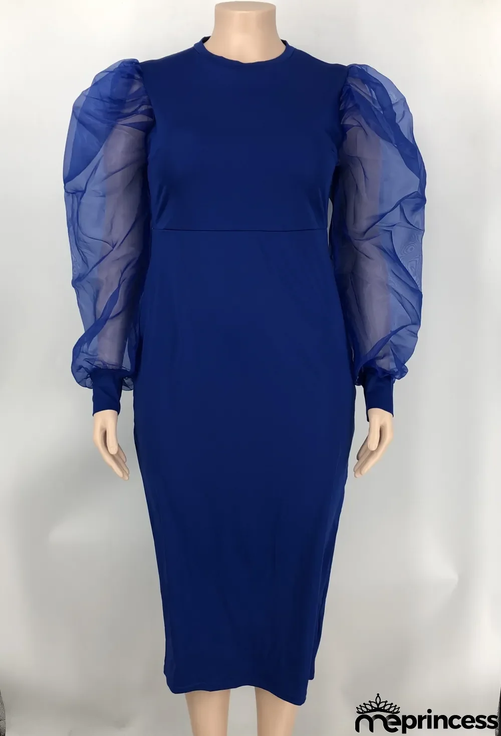 Solid Yarn Sleeves V-Neck Plus Size Long Dress