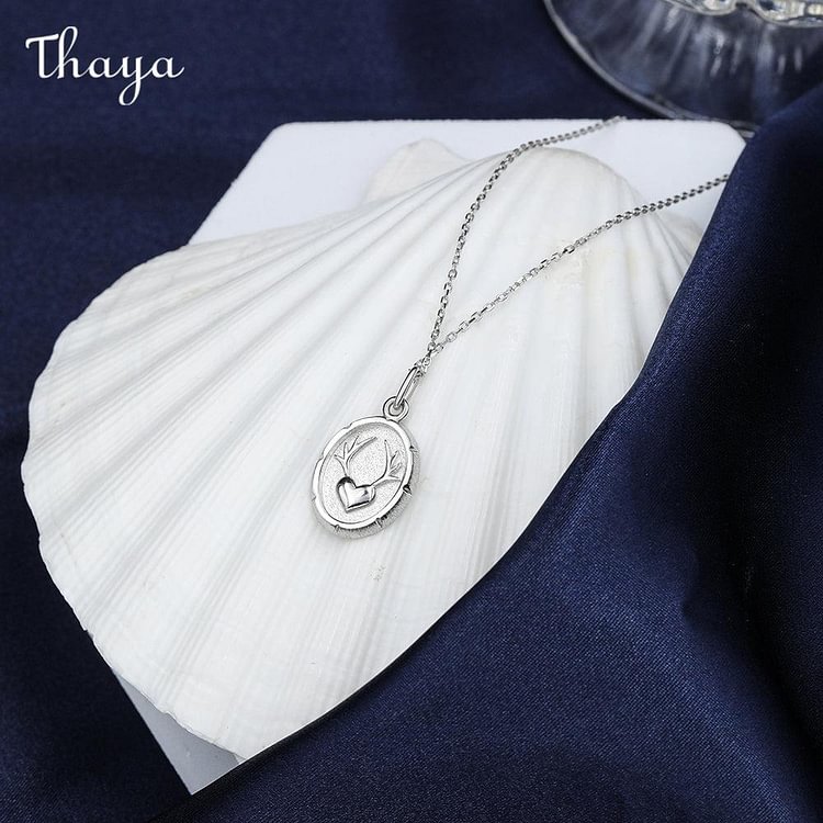 Thaya 925 Silver Forest Deer Tag Necklace