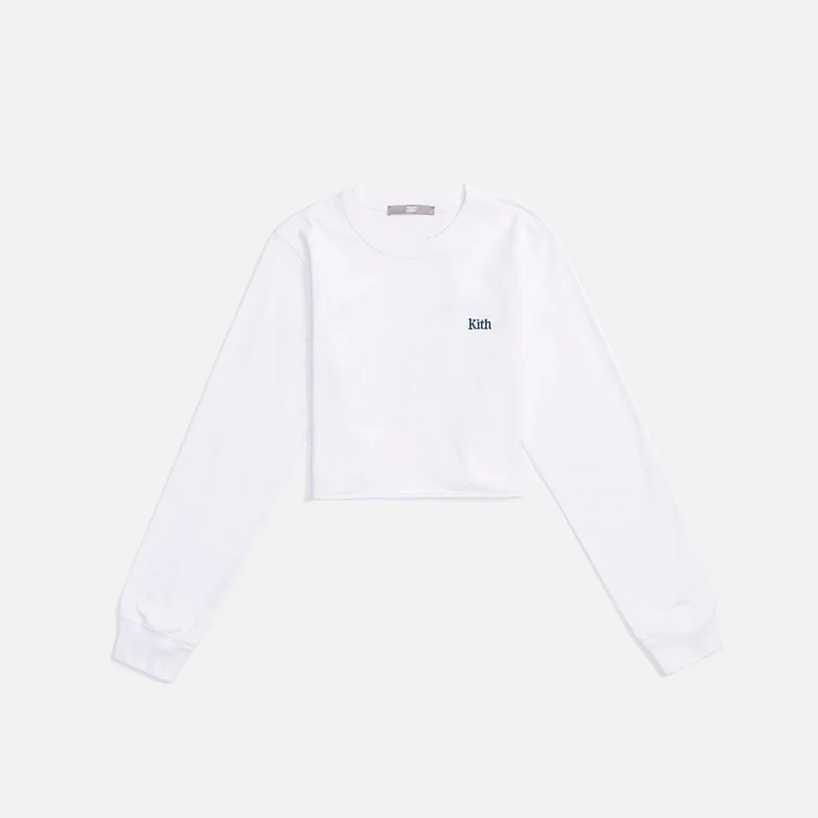 Kith Women Lucy II Cropped Long Sleeve Tee - White