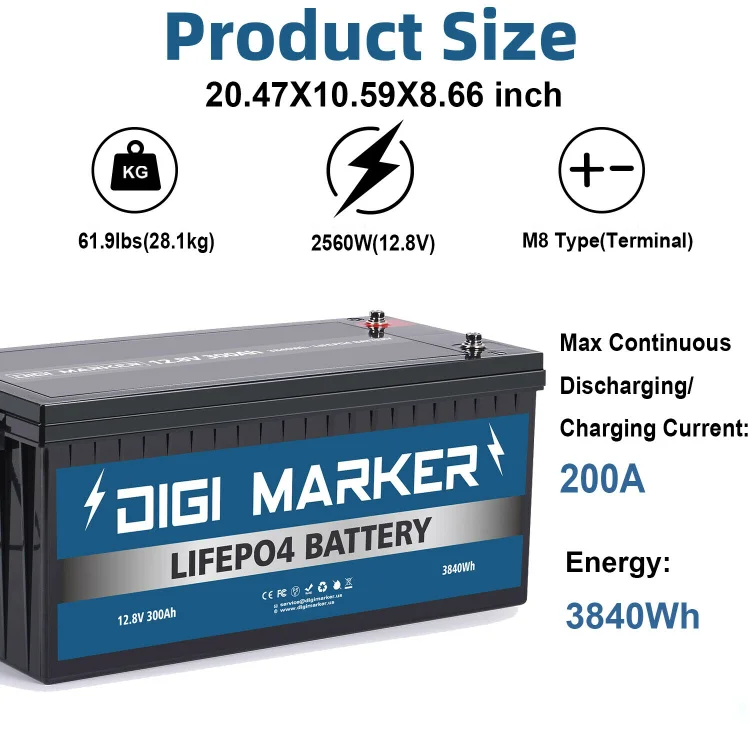 Solarbatterie 12V 300AH 3840WH LiFePO4-Batterie Solarstrombatterie