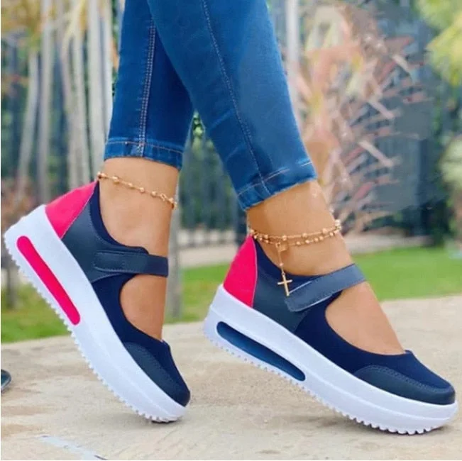 Vstacam  2023 Women Fashion Vulcanized Sneakers Platform Solid Color Flats Ladies Shoes Casual Breathable Wedges Ladies Walking Sneakers