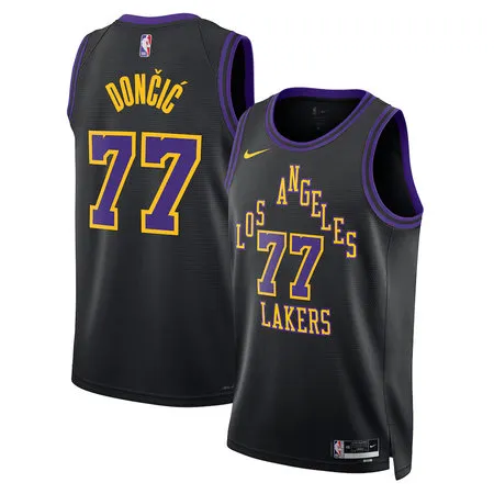 Men's Los Angeles Lakers #77 Luka Doncic  Black 2025/26 City Edition Swingman Jersey