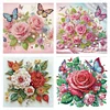 (US Only)4Pcs 30x30cm Flower 5D DIY Special Shape Crystal Partial Diamond Painting Kit