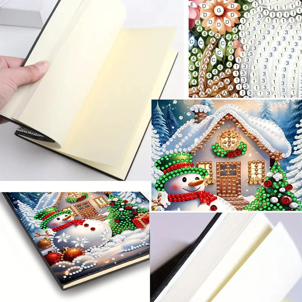 2pcs 50-Page A5 Christmas Diamond Painting Notebook for Adults Holiday Gift