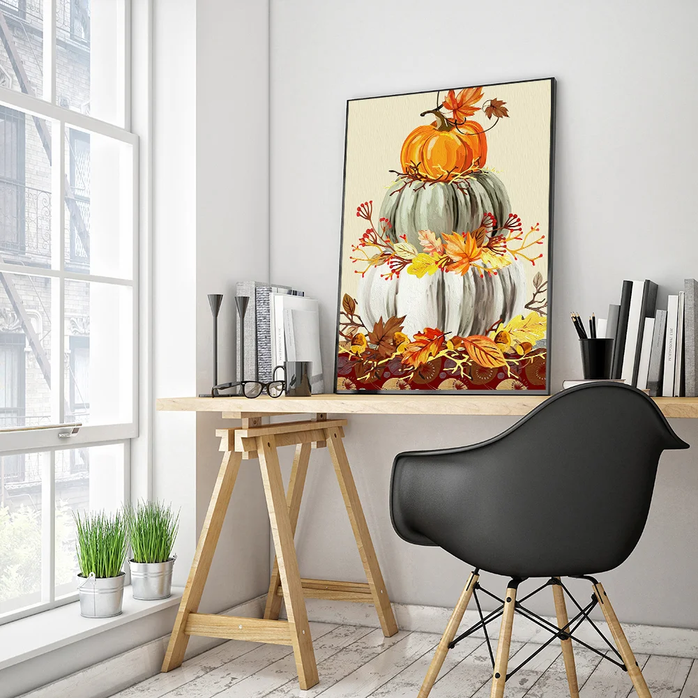 Diamond Painting - Full Square Drill - Pumpkin Maple Leaf(20*30 - 50*70cm)