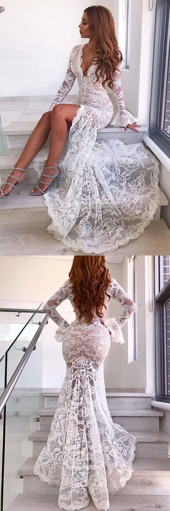Uveng Uveng Dress Ebay Sexy Deep V Lace Open-Forked Fishtail Dress