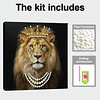 DIY Pearl Painting Crown Lion for Home Wall Decor with Frame(25x25cm)