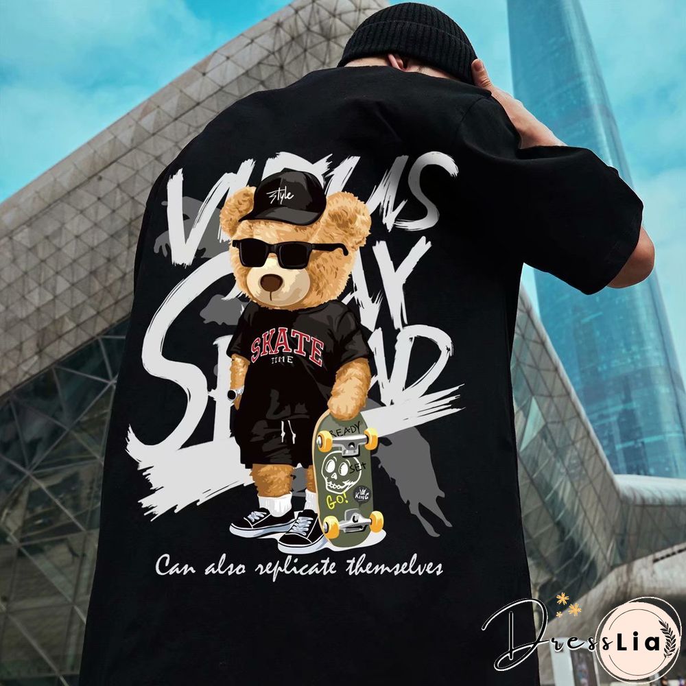 Men's Bear Graphic Crew Neck Short Sleeve T-Shirt