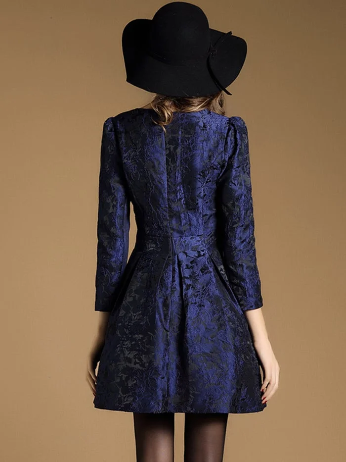 Fashion Long Sleeve Jacquard Dress