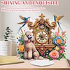 Acrylic Special Shape Flower Bird Diamond Painting Clock Ornaments Kit