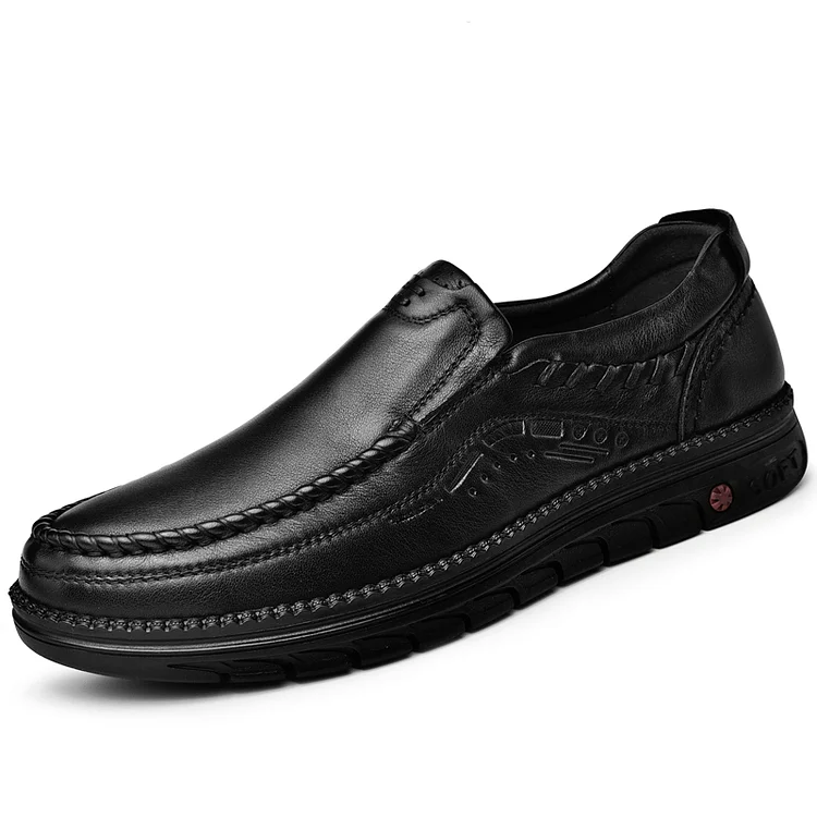 Gregorysupply Fashion Genuine Leather Mens Shoes Comfy Casual Boat Shoes Men Business Sneakers Office Outdoor Footwear Comfortable Slip-On
