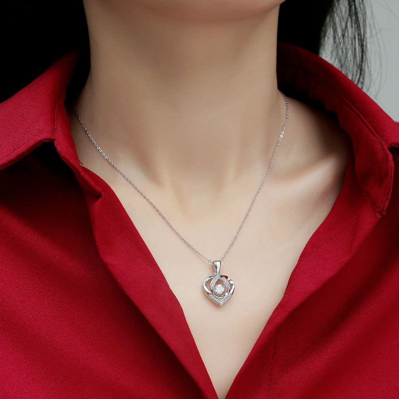 Love Necklace With Bowknot Globular Gift Box Suitable Give Girl Friend Birthday And Mother Romantic Jewelry 