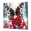 Framed Diamond Painting - Special Shaped - Butterfly and Rose (25x25cm)
