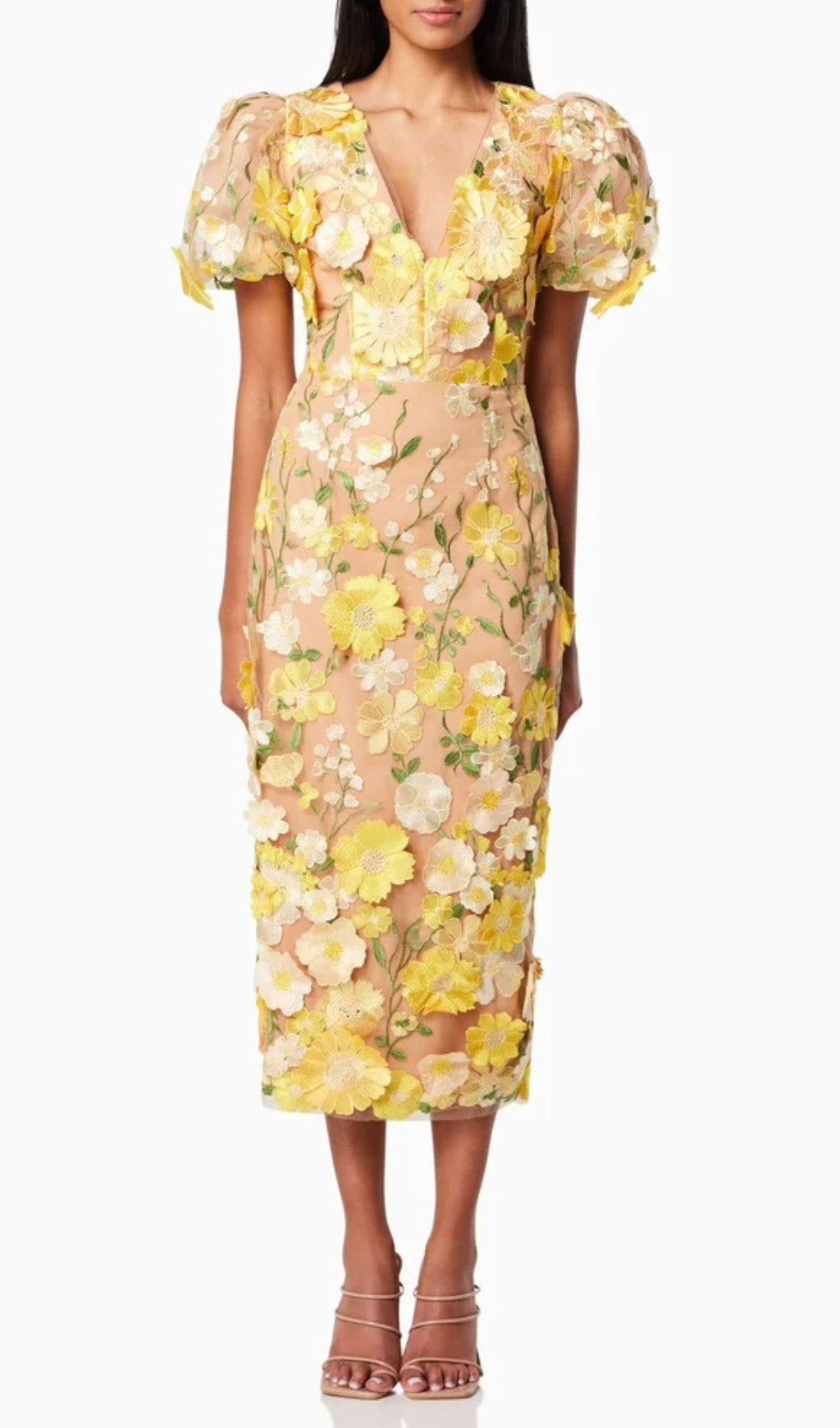 Aliya 3D Flower Midi Dress Flowering Girl