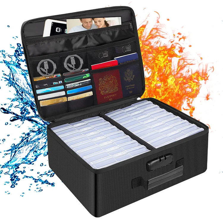 Fireproof Photo Storage Organizer Box with 16 Inner 4" x 6" Photo Case