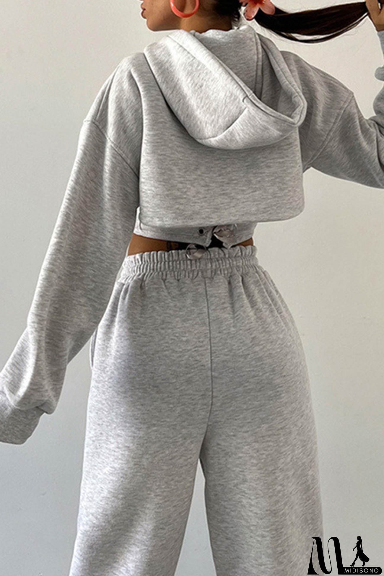 MidiSono - Cover-up Hoodie Corset Vest Three-piece Pants Suits