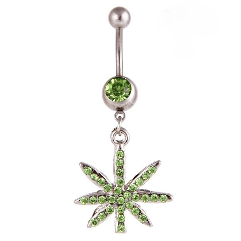UsmallLifes King Trendy Women Leaf  Belly Button Ring Stainless Steel  Body Piercing Jewelry for Bar US Mall Lifes