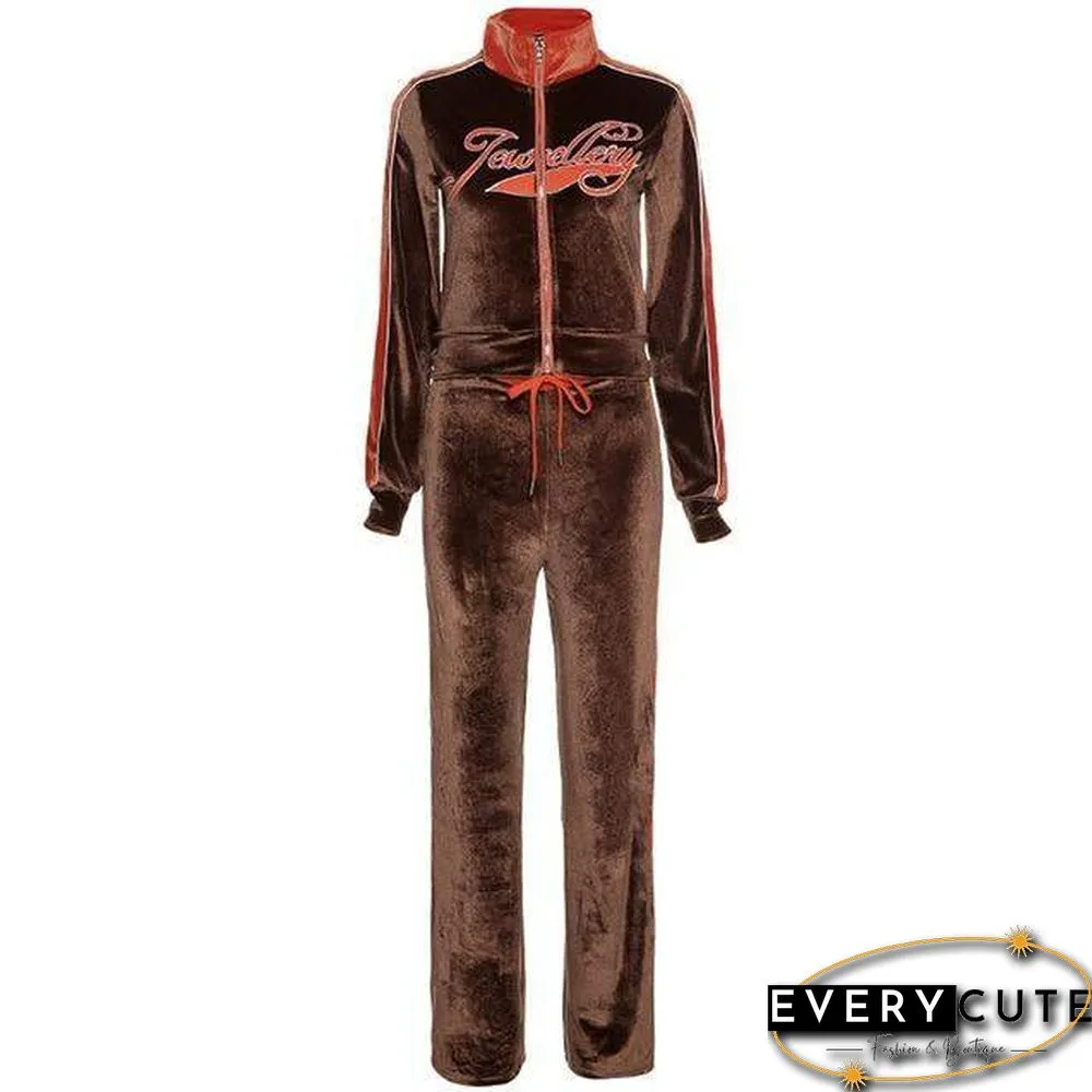 Y2k Spring Autumn Two Piece Womens Set Streetwear Casual Sports Letter Embroidery Long