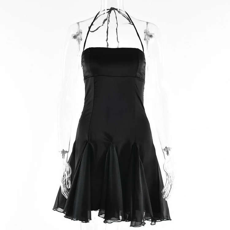 Solid Color Backless Short Dress
