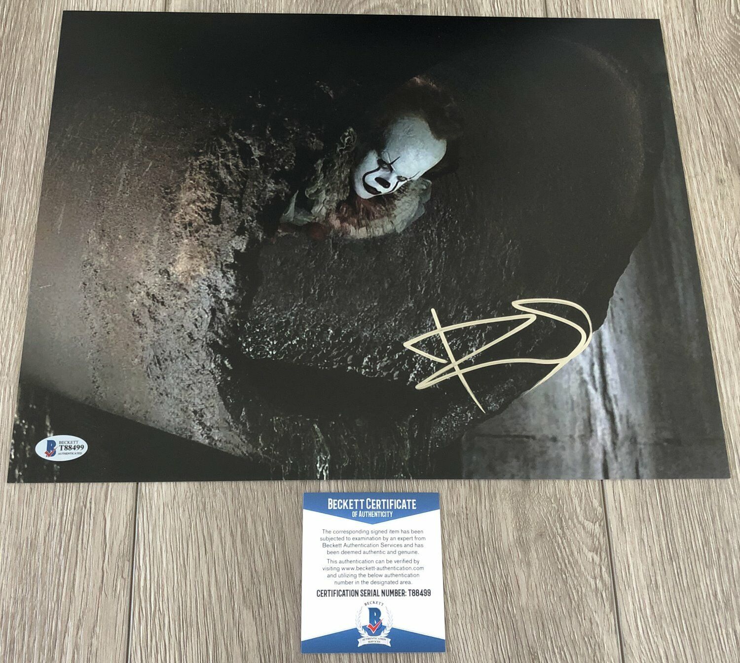 BILL SKARSGARD SIGNED IT PENNYWISE 11x14 Photo Poster painting D w/EXACT PROOF & BECKETT BAS COA