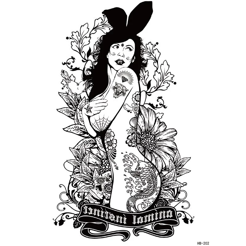 Sdrawing Forest Tattoo Sticker for Men Tiger Wolf Tattoo Death Skull Temporari Tattoo Skeleton Naked Girls Fake Tatoo for Women