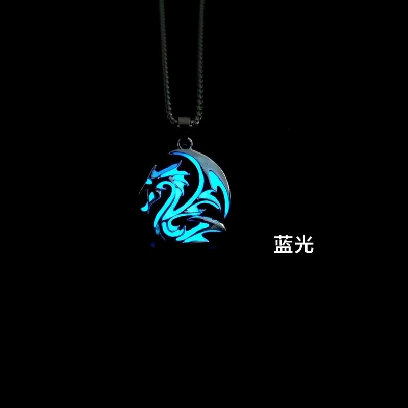 Ethnic Style Dragon Alloy Rope Luminous Plating Men’s Pendant Necklace