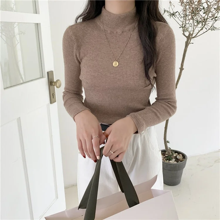 Billlnai 2023 New Spring T Shirt Women Elasticity Oversized T-Shirt Woman Clothes Female Tops Long sleeve Women's tube top knit Canale