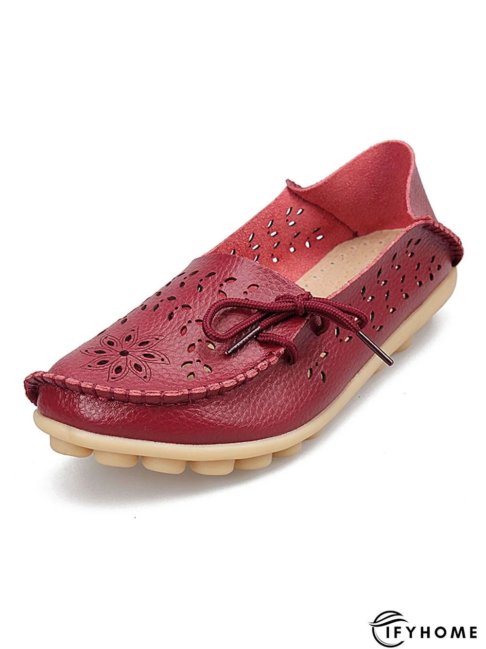 Cowhide Hollow Lace-up Portable Shoes | IFYHOME