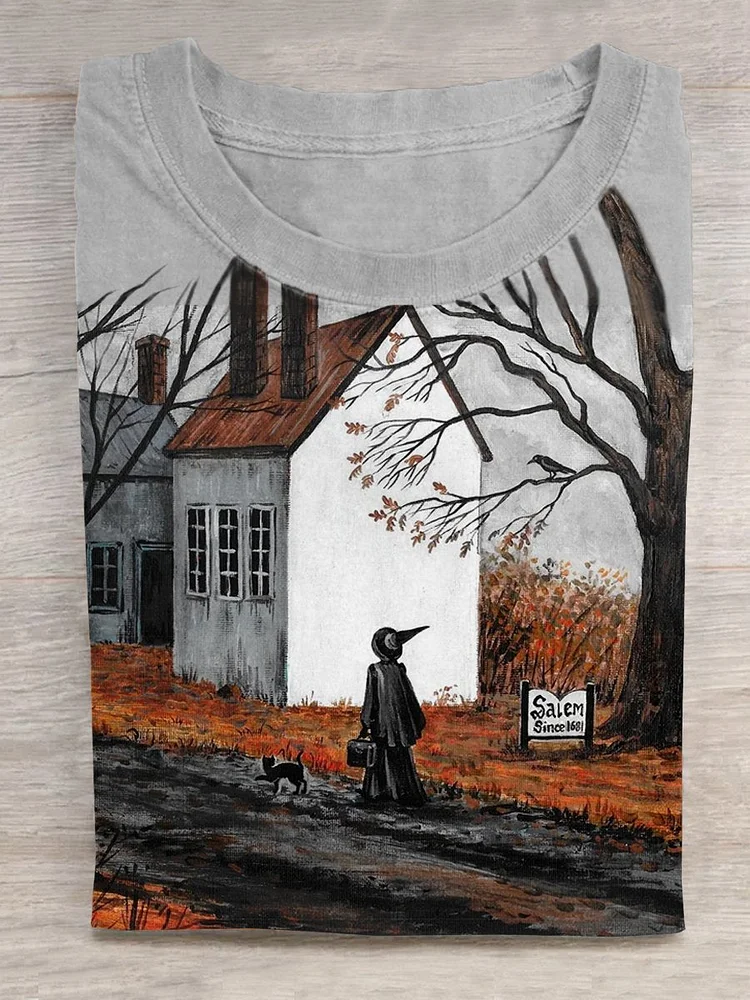 Unisex Halloween Salem witch Black Cat T-shirt