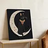 (30x40cm)DIY Pearl Painting Framed Moon Black Cat Handmade Pearl Material Art Kit Living Room Decor