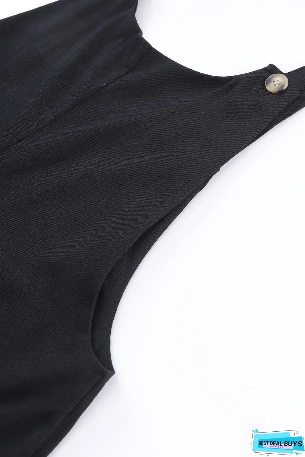 Button Straps Pocketed Cropped Jumpsuit