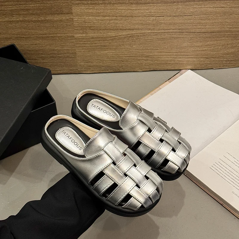 Yyvonne Soft French Gentle Breathable Sandals Women In Summer Wearing Thick Bottom Beach Bag Head Slippers