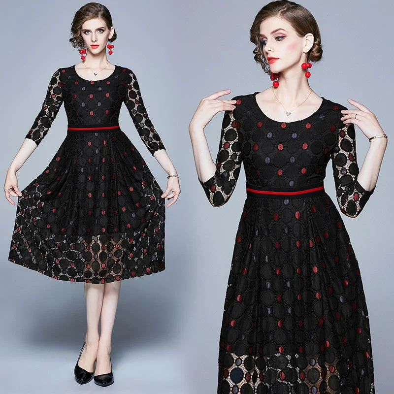 Lace temperament fashion mid-length dress