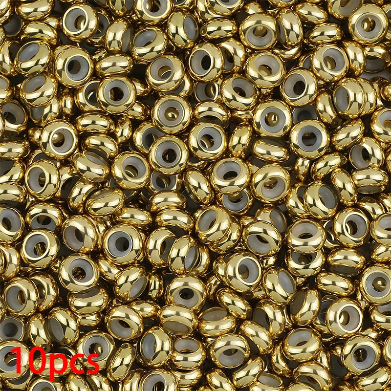 10 PCS/Package Diameter 10mm Diameter 6 Mm Diameter 8mm 304 Stainless Steel Solid Color Polished Beads Spacer Bars Jewelry Accessories