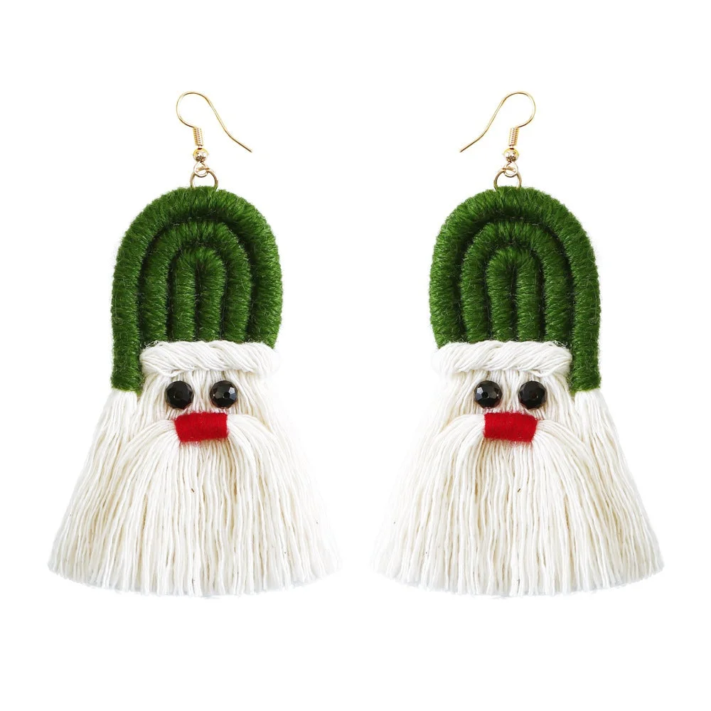 Tinyname® Santa Claus Earrings Bohemian Tassel Woven Earrings