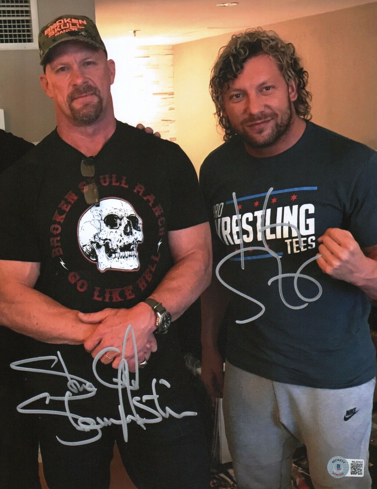 Stone Cold Steve Austin & Kenny Omega Signed 11x14 Photo Poster painting BAS COA WWE AEW Picture