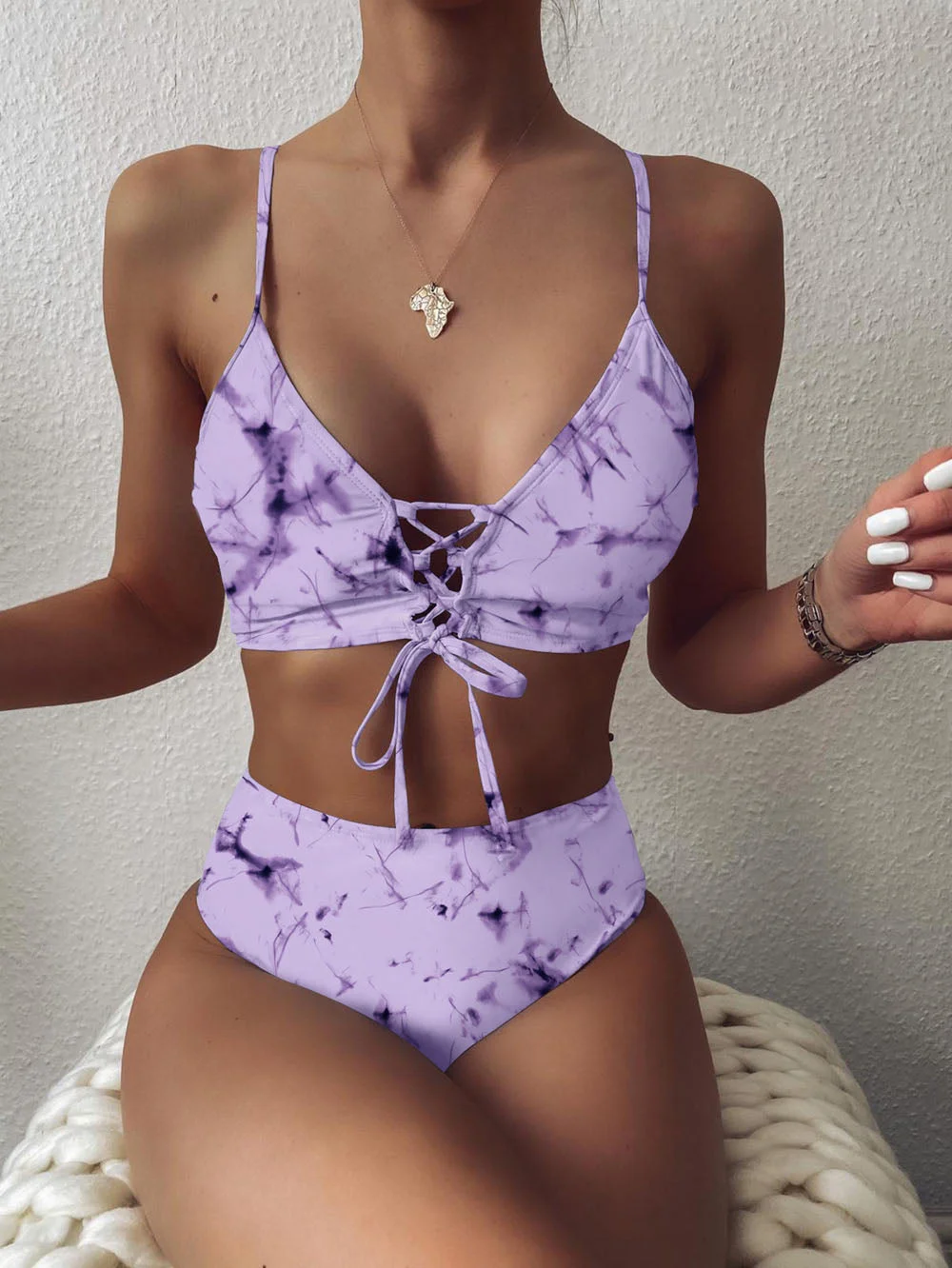 Sexy Tie-dye High Waist Bikinis Women's Swimwear 2021 New Swimsuit Woman Bathing Suit  Push Up Swimsuits Swim Wear