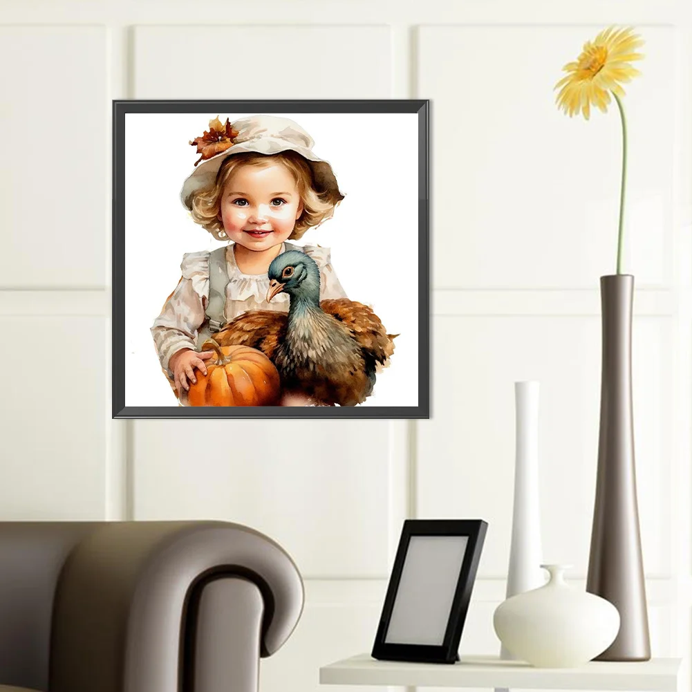 Diamond Painting - Full Round Drill - Harvest Farm Kid(Canvas|40*40cm)