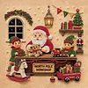 (20x20cm)Santa Workshop DIY Pearl Painting Art With Inner Wooden Framed Kit