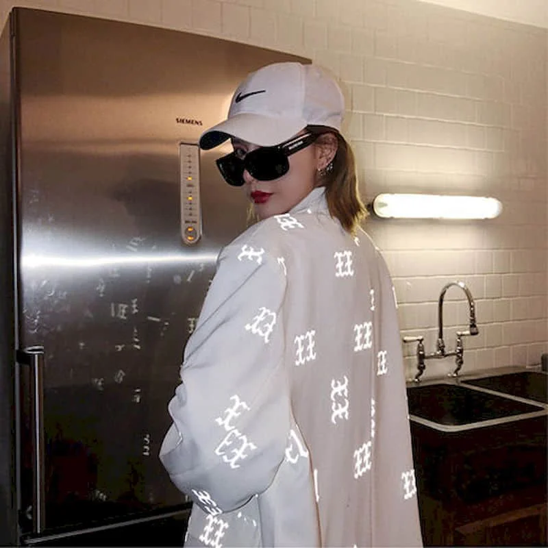NiceMix Streetwear Women White Blazers Coat Fluorescence Print Long sleeve Suit Coat 2020 New Women's Fashion Blazer Jacket Oute