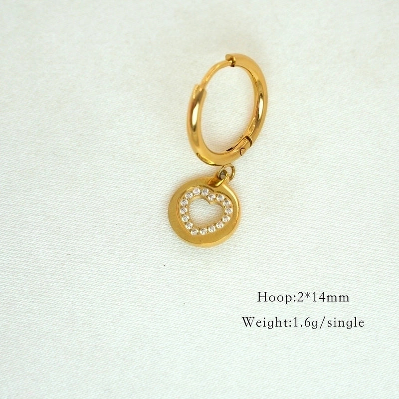 1 Pair Minimalist Cross Devil’s Eye Moon 304 Stainless Steel Drop Earrings