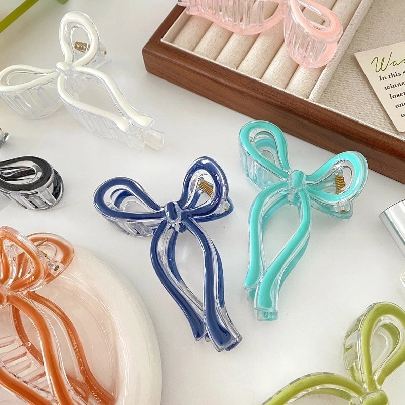 Advanced Sense Bow Hairpin Jelly Color Oil Drop Grab Clip Simple Fresh Shark Clip Internet Celebrity New Women’s Headwear