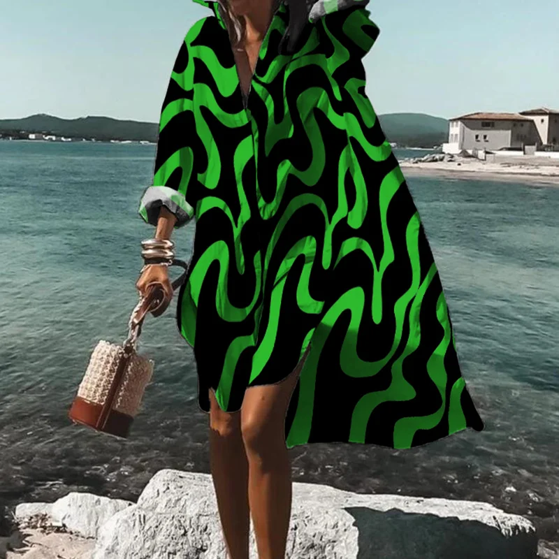 ⚡NEW SEASON⚡Contrast Wave Print Midi Dress