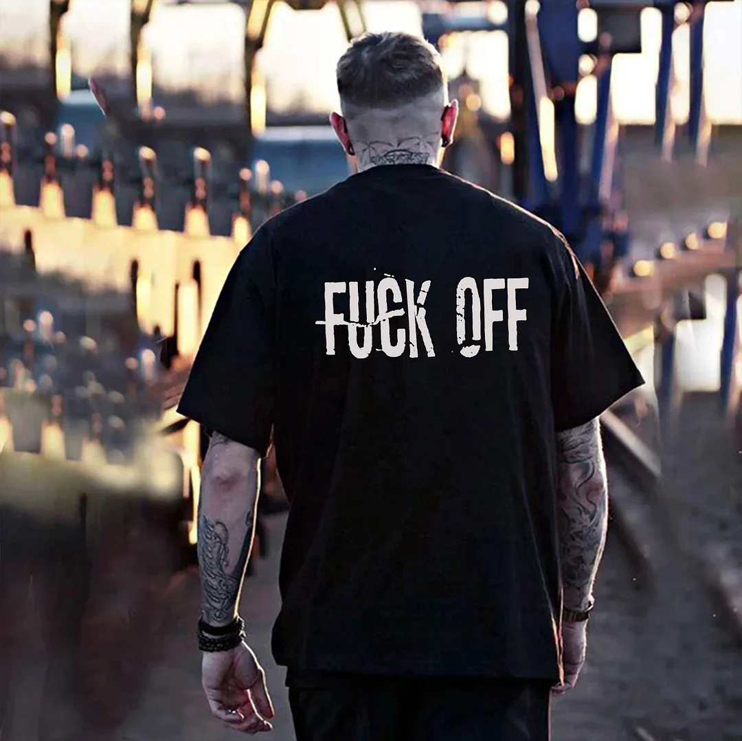 FUCK OFF Letter Graphic Modern Style Black Print T-shirt