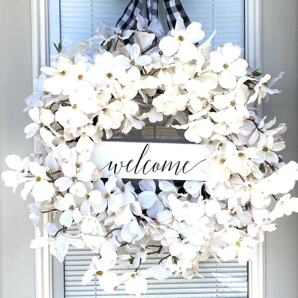 Dogwood White Flower Simulation Wreath Prop Hanging Ornament