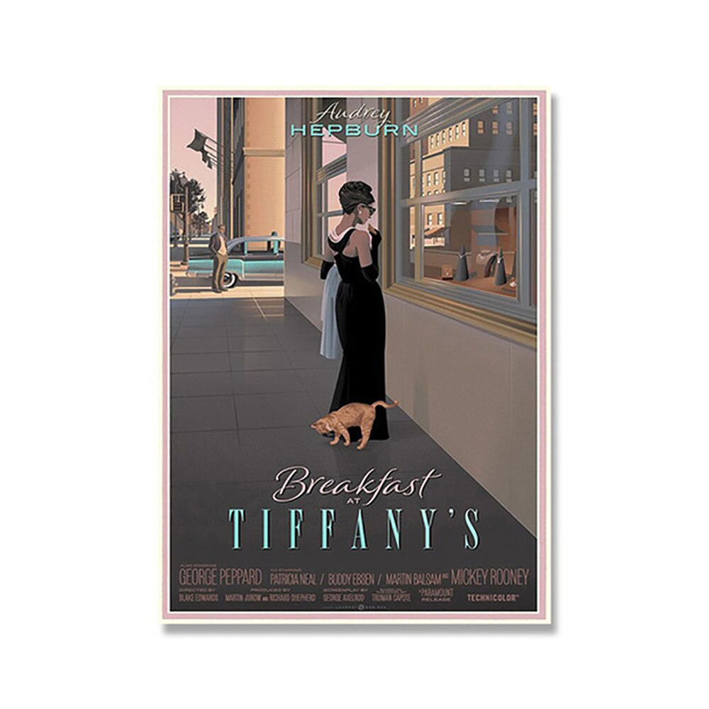 Vintage Canvas Painting Movie Breakfast at Tiffany's Posters and Prints Modern Wall Art Picture for Living Room Home Decoration